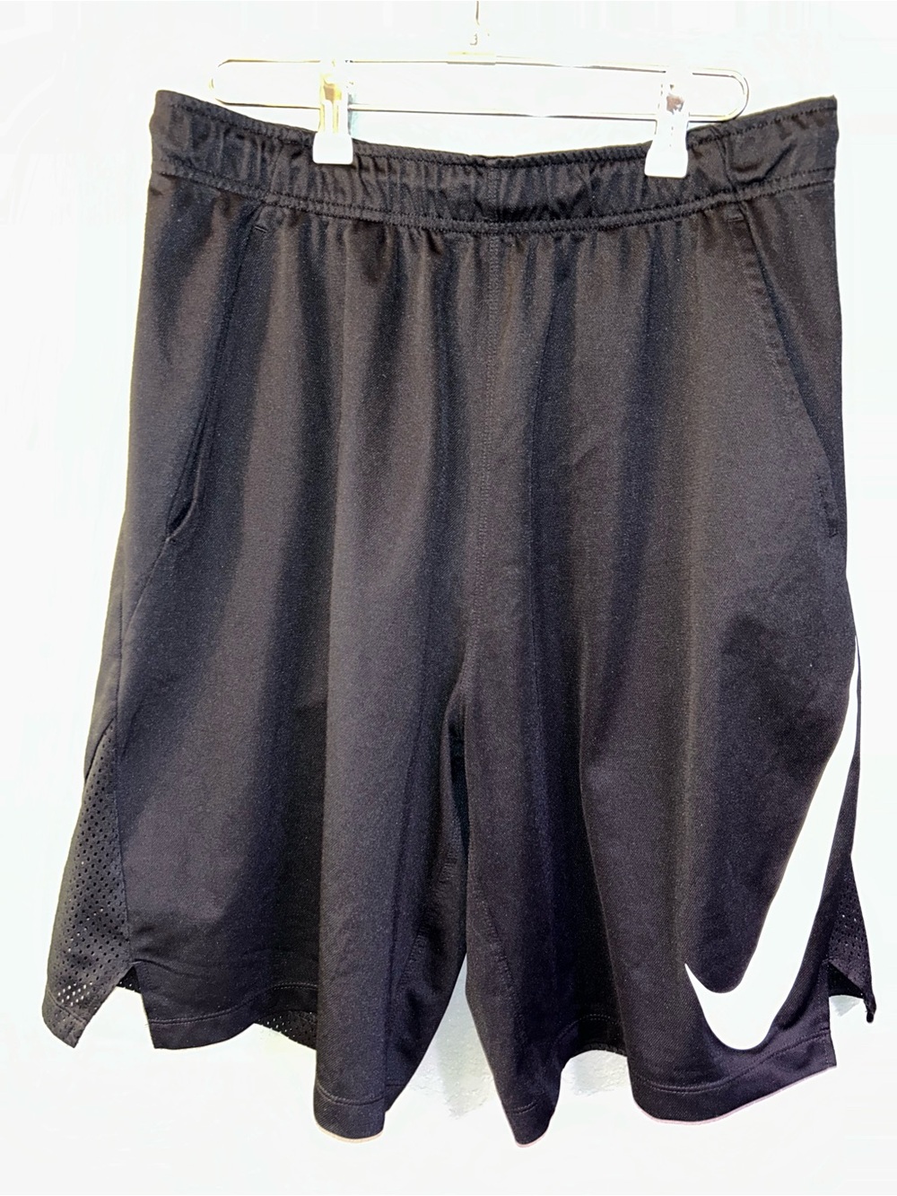 Nike Men’s Black Athletic Shorts with White Swoosh